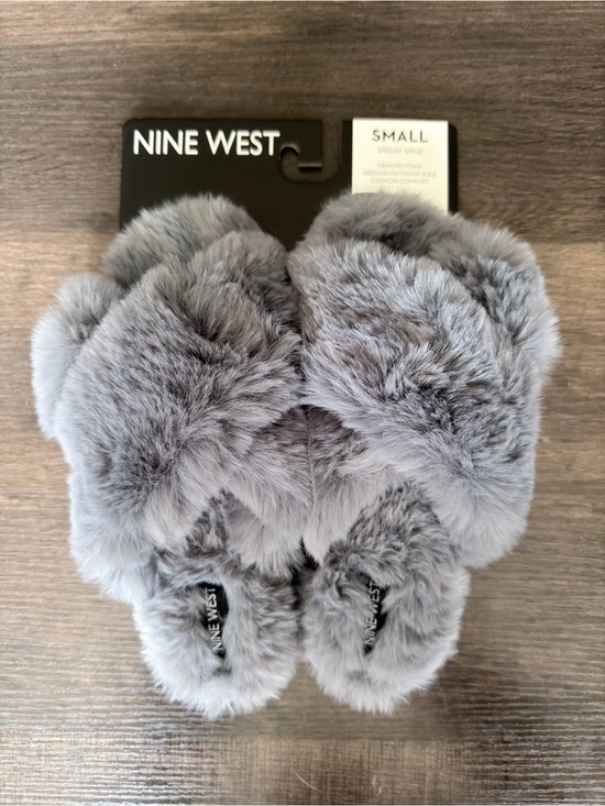 Nine West Shoes - Nine West Gray Fuzzy Slippers
